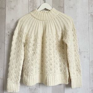Madewell Pointelle Stitch-Mix Mockneck Sweater Size XSmall MA757 ivory white